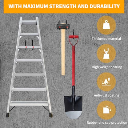 6 Pack Garage Hooks Heavy Duty, Utility Steel Hooks with EVA Foam Padding, 15inch Wall Mount J Organizer Hanger for Hanging Bikes Kayak Garden Tool Hose Bike Shelf - size: 15inch