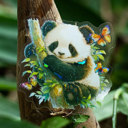Yoksas 40Pcs Holographic Shiny Kawaii Panda Stickers - Waterproof Transparent Glitter Cute Panda Stickers for Scrapbooking,Water Bottles,Journals - color: Shiny Panda
