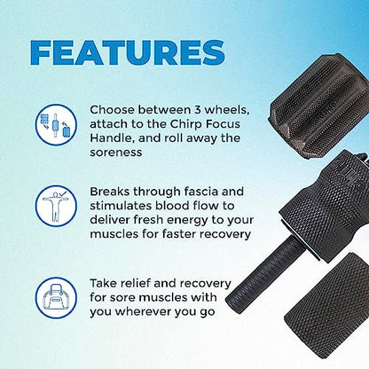 Chirp 3-in-1 Muscle Roller, Deep Tissue Foam Massager, 4x4x24 Inches | Handheld Muscle Roller, 3 Interchangeable Massage Rollers, Trigger Point Recovery, Leg Roller and Massage Stick - style: 3-in-1 Muscle Roller