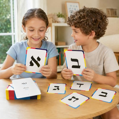 The Dreidel Company Single Pack Aleph Bet Hebrew Alphabet Flashcards – Laminated Hebrew Letter Cards with Transliteration for Kids and Beginners - style: Single