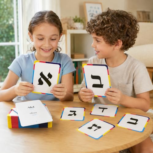The Dreidel Company 2-Count Aleph Bet Hebrew Alphabet Flashcards – Laminated Hebrew Letter Cards with Transliteration for Kids and Beginners - style: 2-Pack