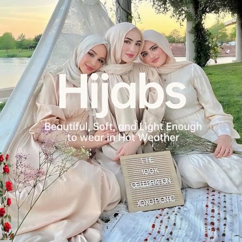 Harewom Chiffon Hijab for Women Sheer Shawl and Wraps for Wedding Bridal Scarves Summer Lightweight Sun-proof Scarf - color: Cream Chiffon Hijab Shawls Scarves