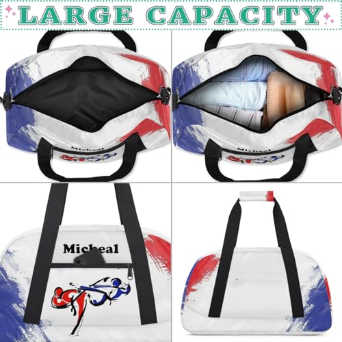 Personalized Martial Art Bag Duffel Bag for Girls, Custom Taekwondo Karate Bag Overnight Bags for Travel Weekender Practice Battle(1) - color: Option 9