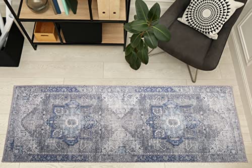 RugOver Machine Washable Area Rug, Pet-Friendly and Non-Slip Indoor Carpet for Kitchen, Bathroom, Living Room, Home Floor Decoration(Seal/Space, 2'6" x 6'6") - color: 1584, size: 2'6" x 6'6"
