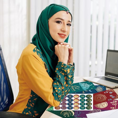 Fancy Land 이드 무바라크 인사말 카드 봉투 포함 금박 이드 머니 홀더 카드 라마단 EID 종교 카드 파티 선물 18개