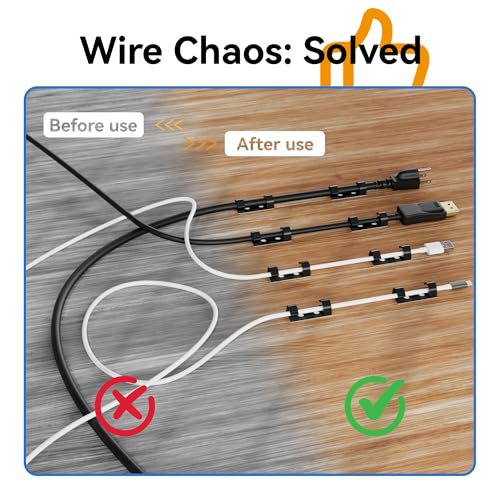 50Pcs Adhesive Cable Clips, Cord Management Clips Wire Holders for Cords Cable Holder Clip Cable Management Clips for Under Desk/Car/Wall/TV/PC/Ethernet Cable (Black) - style: Adhesive Round Cable Clips 50Pcs