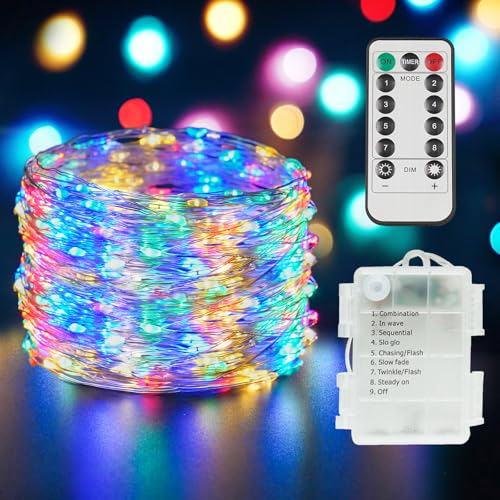 suddus 66ft 200 LED Outdoor String Lights, Multi Color Fairy Lights Battery Operated with Remote, Led Twinkle Lights for Bedroom, Backyard, Wedding, Tree, Mason Jar, Wall, Centerpiece, Christmas - color: Multicolor, size: 200LED