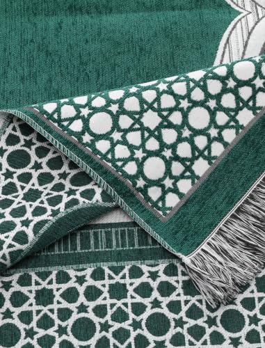 Islamic Prayer Rug Elegant Masjid Pattern Thin Mat Muslim Portable Blanket Ramadan Eid Gift Rug Turkish Prayer Carpet - Green 1pc - color: 1pc Greenc