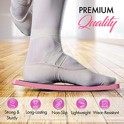 Zenmarkt Turning Board for Dancers, Cheerleaders, Gymnasts, Ice Skaters | Improve Turns, Balance & Stability — Ballet Pirouette Trainer, Figure Skating & Gymnastics Practice Board - color: Pink with Carry Bag