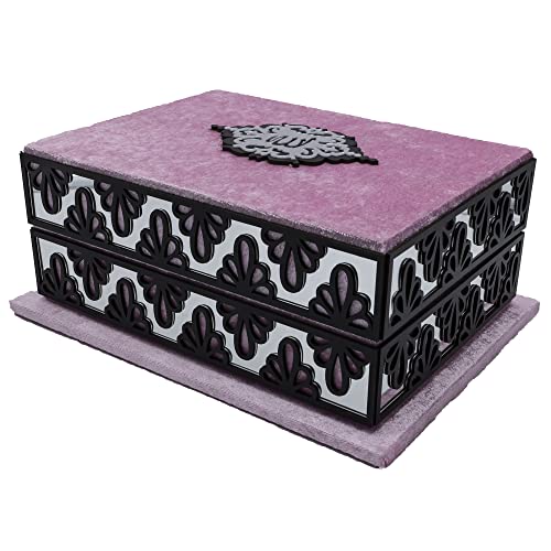 Modefa Islamic Turkish Holy Quran in Arabic with Keepsake Velvet Gift Case & Prayer Beads (Pink/Black) - color: Pink/Black