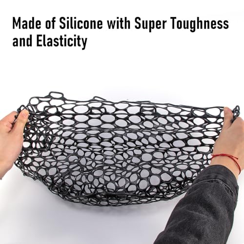 Alwonder Fishing Nets Silicone Replacement Netting, Clear Black Fly Ice Fishing Net Landing Kayak Nets Without Handle for Freshwater Saltwater Foldable Soft Flexible Trout Net Silicone Mesh - color: Black, size: 4025