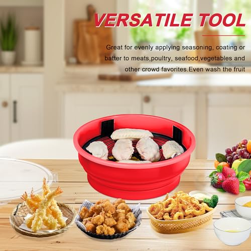 Collapsible Batter Bowl - Breading Bowl Shaker with Lid , Bright Red - color: Bright Red