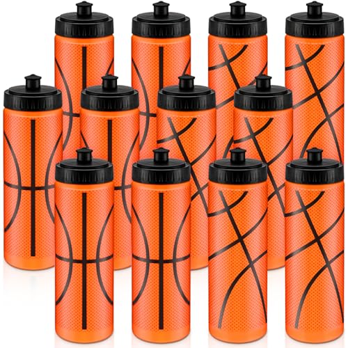 12 / 24 Pack Sports Water Bottles 20 oz Bottle Basketballs Party Favors Reusable Sports Squeeze Water Bottle for Party Favor Players Lovers Team Gifts Gym - style: Basketball
