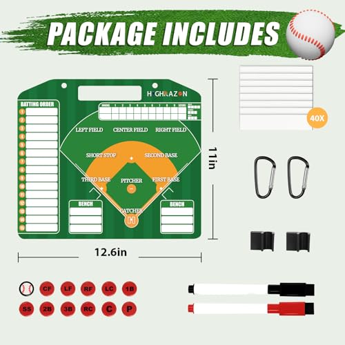 Magnetic Baseball Lineup Board with Bag, Comes with 40 Magnetic Lineup Cards, Dry Erase Clipboard for Coaches, Reusable Design, Essential Training & Sports Accessories