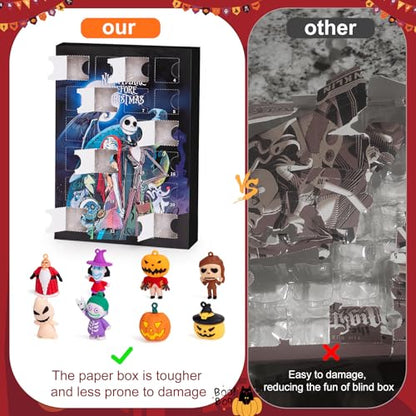 Nightmare Be Christmas Advent Calendar,Halloween Advent Calendar 2026,with 24 Collectible Ornament for Kids Adult Boys Girl,Halloween Countdown Calendar,Halloween Gifts - color: blue