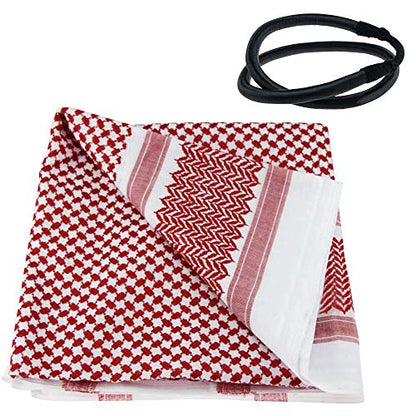 HOMELEX Keffiyeh Arab Head Scarf for Men Sheikh Muslim Turban Saudi Dubai Headwear - color: Red-q