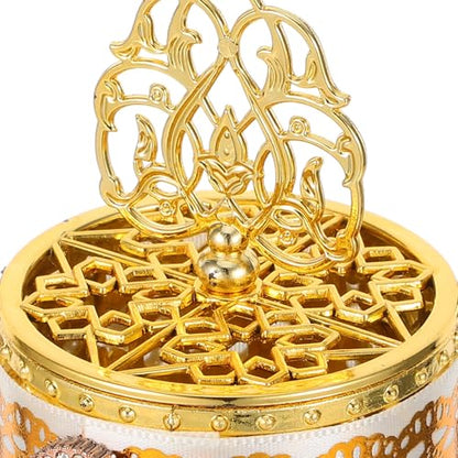 BESTonZON 6pcs Eid Mubarak Plastic Candy Favor Boxes with Lace Design, Small round Treat Containers for Ramadan Party, Wedding, and Islamic Festive Food Storage