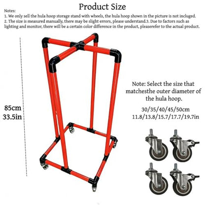 Simple PVC Hula Hoop Holder with Wheels, Outdoor Hoop Stand, Space-Saving Equipment Holder for Home, Gym, No Hula Hoop - color: 19.7in