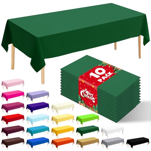 10 Pack Premium Disposable Plastic Tablecloth 54" X 108" Rectangle Table Cover for Birthdays Weddings Christmas Anniversary Buffet Table (Green) - color: Green, size: 54" X 108" Rectangle