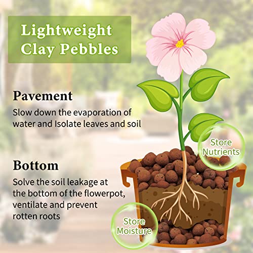 19LB Leca Clay Pebbles for Plants 4mm-16mm Clay Balls for Hydroponic | Drainage, Reusable, Aeration, Moisture Retention, Lightweight, Natural Leca for Orchids, Succulents, Terrariums, Aquaponics - size: 19LB