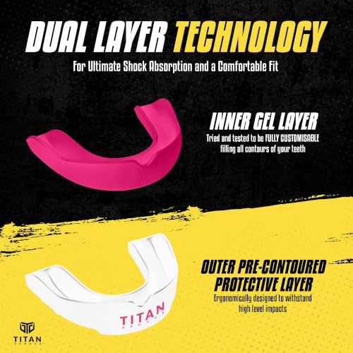 Mouth Guard Boxing, Dual-Layer Boil & Bite Mouthguard, Adult | Premium Dual-Layer | Case Included | Adult & Youth Custom-Fit Mouthpiece | Football, MMA, Hockey, Lacrosse, BJJ, Basketball - color: Pink, size: Junior Under 11