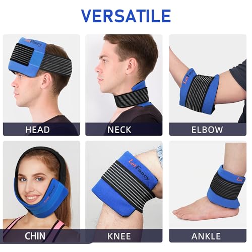 LotFancy Ice Packs for Injuries Reusable, 2 Gel Packs Wrap for Knee Head Neck Ankle Wrist Elbow Foot Legs Back Joint Pain Relief, Hot Cold Therapy for Surgery Recovery, First Aid - style: 11x5in(2 Packs with Wrap)