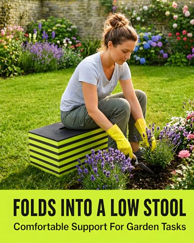 Folding Kneeling Pad, 1 Inch Thick Compact Mechanic Mat, Green | 47.24 x 15.74 Inch 6-Panel Firm Foam Pad with Tool Pockets, Carry Handle and Water-Resistant Textured Surface - color: Green