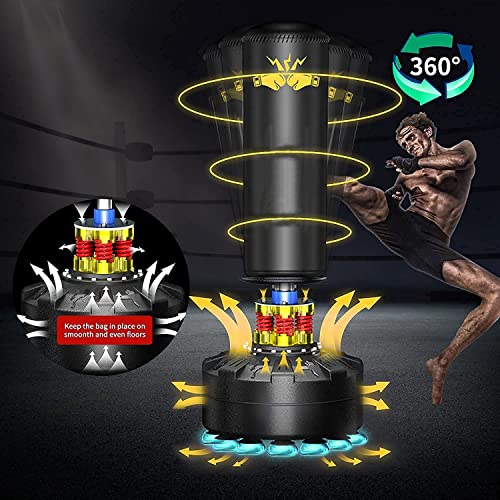 70" Punching Bag with Stand – 205lbs Freestanding Heavy Bag for Home Gym - color: No Gloves