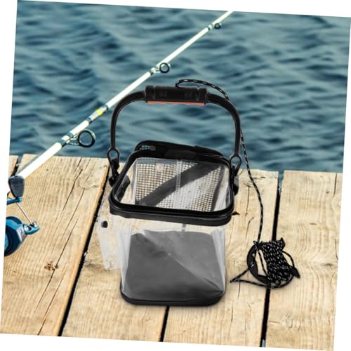 Yardwe Thick Fishing Bucket Portable Folding Live Fish Container Anti-Leak Design for Outdoor Fishing Camping
