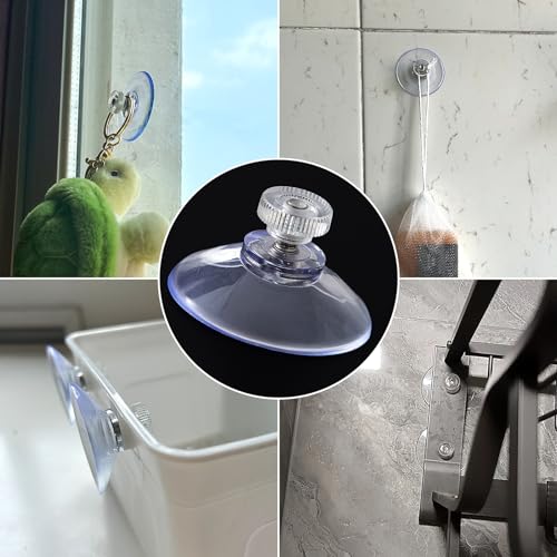 6pcs Clear Suction Cup Glass Suction Pads, 41mm PVC Plastic Sucker Pads, Extra Strong Adhesive Suction Holder Without Hooks for Window Mirror Décor