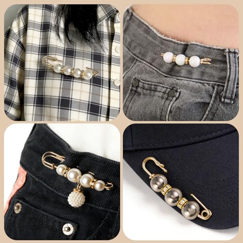 12 Pcs Pearl Brooch Pins for Women Clips Artificial Pearls Decorative Safety Pins for Dresses Skirts Sweaters Cardigans Shawls
