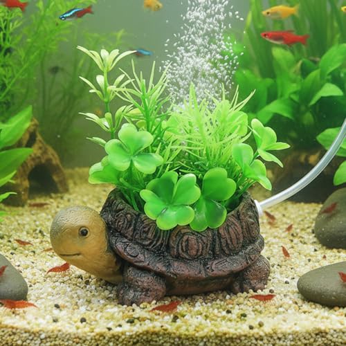 LIYAOLI Turtle Aquarium Bubbler with Air Stone, Fish Tank Decor | Turtle tank decor & bubbler, air tubing included, suitable for betta, goldfish, shrimp tanks, easy to set up - color: B Turtle