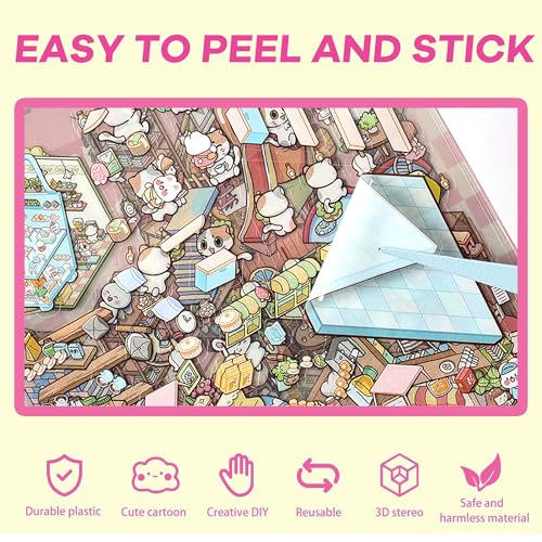Scene Sticker – 20 Sets DIY 3D Sticker Scene Book Cute Cartoon Stickers Kit – Fun Sticker Therapy Activity for Stress Relief, Crafts & Gifts - color: Pink - 20 Sets