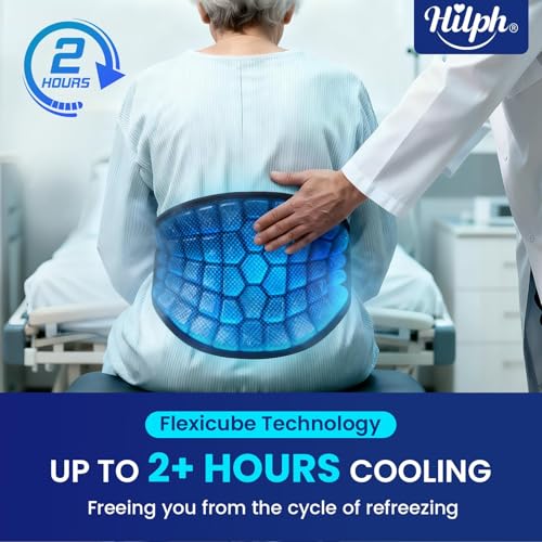 Hilph 2 Hours Long Lasting Ice Pack for Back Pain Relief - Large Cold Pack Wrap with Ice Grid Design for Lower Back, Reusable Cold Compress for Waist, Lower Lumbar, Sciatica, Tailbone, 15.2'' x 9.3''