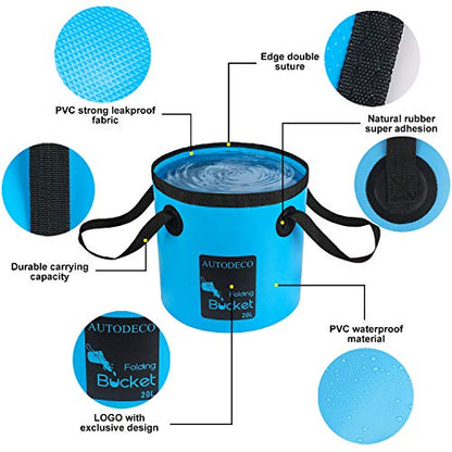 Collapsible Bucket 5 Gallon Container Folding Water Bucket Portable Wash Basin - color: 3pcs-blue & Orange & Black