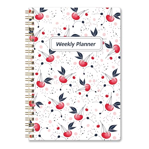 Undated Weekly Planner with To-Do List & Habit Tracker, 5.7" x 8" | 52 Weeks, 2-Page Weekly Spreads, Spacious Writing Space, No-Bleed Paper, Smooth Writing, Waterproof PVC Cover, Spiral Bound - color: White-01