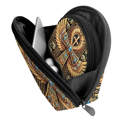 Egyptian Symbol 2-Piece Shell Makeup Bag Set, Large Capacity Travel Cosmetic Bag For Women With Zipper, Waterproof Polyester Toiletry Organizer Pouch For Purse, Travel, Gym & Daily Use - color: Egyptian Symbol