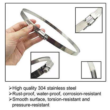 4Pcs 8" Adjustable 304 Stainless Steel Duct Clamps Hose Clamp Pipe Clamp Air Ducting Clamp worm drive hose clamps (194mm-216mm) - size: 8" -4Pcs