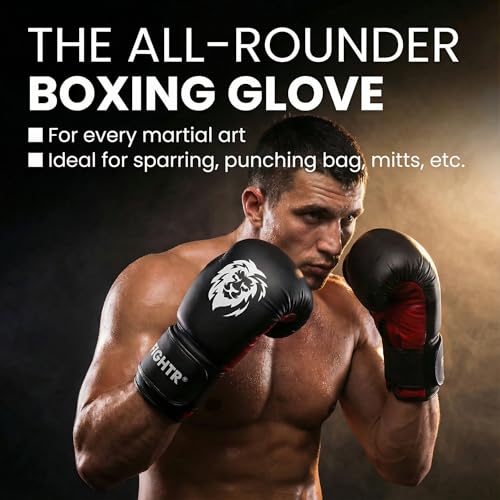 FIGHTR® Boxing Gloves - Maximum Protection & Stability | Boxing Gloves for Boxing, MMA, Muay Thai & Kickboxing | Sizes 8-16 oz - color: Black / Red, size: 10 oz