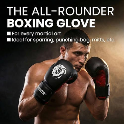 FIGHTR® Boxing Gloves - Maximum Protection & Stability | Boxing Gloves for Boxing, MMA, Muay Thai & Kickboxing | Sizes 8-16 oz - color: Black / Red, size: 10 oz
