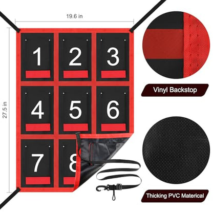 Adjustable Strike Zone Target,Numbered Pitching Pad for Baseball | Baseball Softball Target with Adjustable Straps, Practice Throwing and Hitting Accuracy Target for 6x6 7x7 8x8 Ft Nets - style: Red