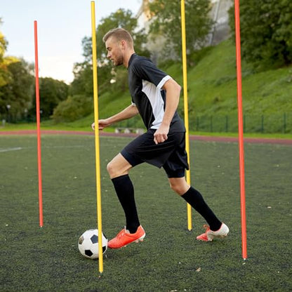 Silipull 4 Pcs Training Agility Poles 5ft Adjustable Poles Soccer Training Sticks Sports Speed and Agility Trainings Equipment for Football Sport Soccers Speed Trainings