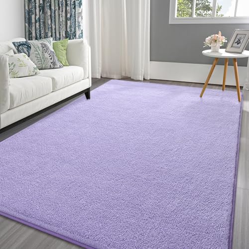 Pettop 4x6 ft Purple Area Rugs for Bedroom Living Room, Washable Memory Foam Indoor Carpet, Modern Aesthetic Minimalist Non Slip Soft Comfy Carpet for Boys Girls Dorm Home Decor - color: Purple, size: 4' X 6' (Rectangular)