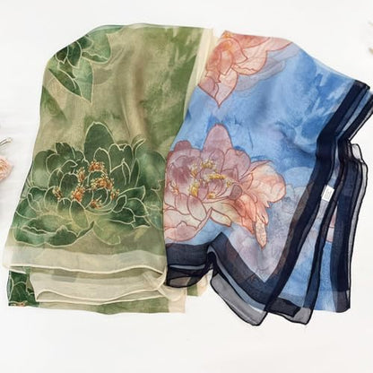 Pokeedioty Scarfs for Women Lightweight Fashion Scarves Elegant Floral Pattern Sheer Scarfs Sunscreen Shawls Wraps - color: P 088