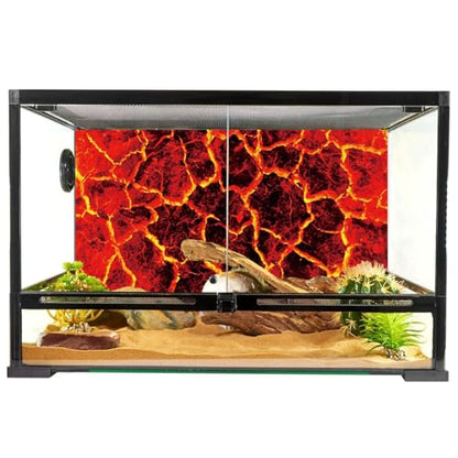 YongFoto Reptile Terrarium Background 24x12 inch Reptile Tank Background Heat Red Cracked Volcanic Eruption Lava Burning Ground Background Bearded Dragon Habitat Fish Tank Aquarium Background Backdrop - size: 24x12in/60x30cm