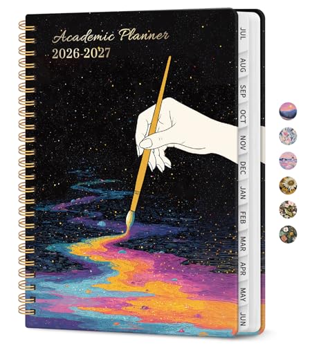 Planner 2026–2027, Academic Monthly Weekly Spiral Calendar, July 2026 – June 2027, Hardcover Agenda Notebook with Tabs, 6.3" x 8.5", Perfect for Students, Teachers, School & Daily Planning - Color Drift - color: V-Color Drift, size: (6.3"x8.5")a5