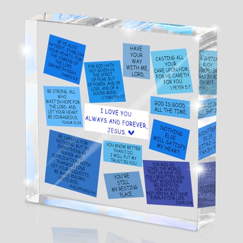 Blue Inspirational Decor, Christian Dorm Room Living Room Bedroom Decoration, Inspirational Bible Verse Quotes, Christian Gifts for Women, Office Desk Accessories Sign, Mental Health Decor - style: JESUSlan
