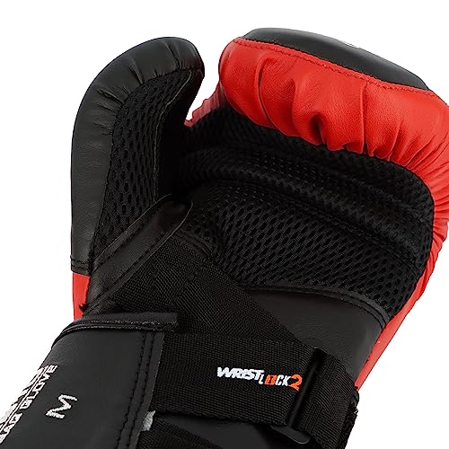 RIVAL Boxing RB10 Intelli-Shock Bag Gloves, Hook and Loop Closure - Ergonomic Fit, 1.25” of Closed Cell Foam for Intense Bag Use - color: Black/Red, size: Medium