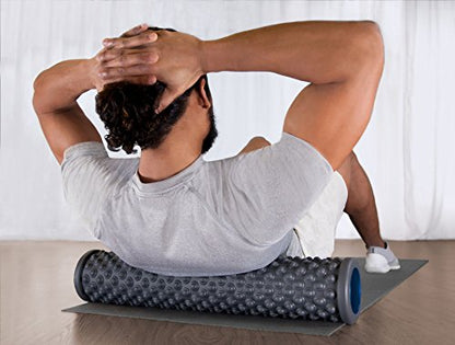Teeter Massage Foam Roller - Textured for Deep Tissue Muscle Relief to Boost Recovery, Flexibility, Mobility - Back Pain Relief, Sports Massage, Myofascial Release - color: More Firm (Gray/Bumpy)