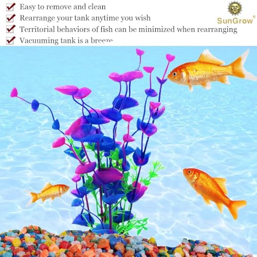 SunGrow Large 9 inch Artificial Plastic Plants - color: Purple Blue Mixed